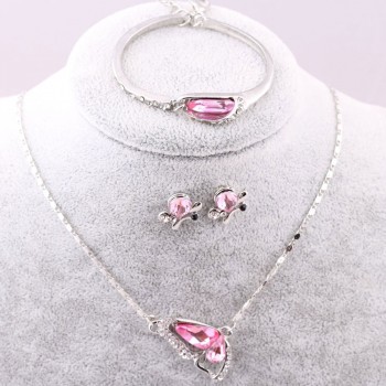 Sales 2018 New Butterfly Jewelry Sets Necklace + Earring+Bracelet Crystal Set Fashion Jewelry