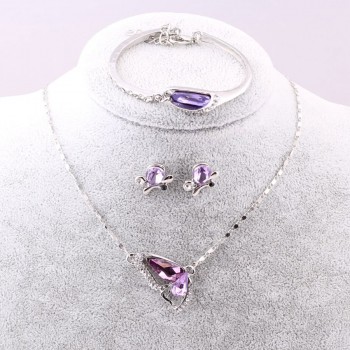 Sales 2018 New Butterfly Jewelry Sets Necklace + Earring+Bracelet Crystal Set Fashion Jewelry