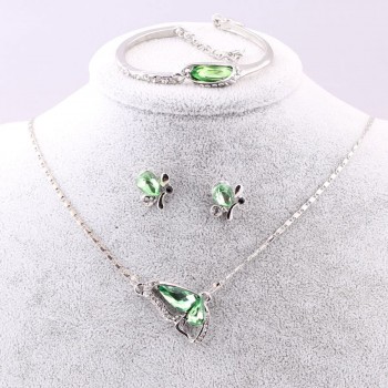 Sales 2018 New Butterfly Jewelry Sets Necklace + Earring+Bracelet Crystal Set Fashion Jewelry