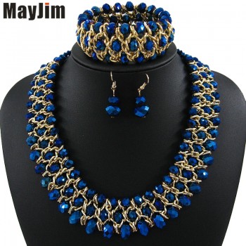 MayJim Statement necklace 2017 fashion jewelry sets Handmade beads chain crystal dubai jewelry sets Vintage Bijoux Accessories