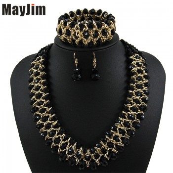 MayJim Statement necklace 2017 fashion jewelry sets Handmade beads chain crystal dubai jewelry sets Vintage Bijoux Accessories