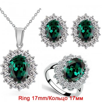 Fashion Blue Crystal Stone Wedding Jewelry Sets For Brides Silver Color Necklace Set For Women African Jewelry Sets amp; More