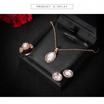 Opal Jewelry Sets For Woman Pendant Necklaces Choker Water Drop Earrings amp; Ring Gold Color Bohemia Wedding Jewelry Gifts