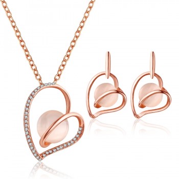 Pendant Necklace sets For Woman Jewelry Sets Opal Women Choker Water Drop Earrings Rose Gold Color Boho Bride Jewelry Set bijoux