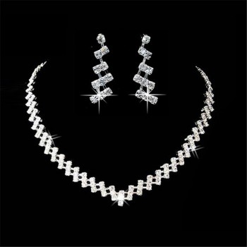 Wedding Jewelry Crystal Bridal Gifts Choker Necklace Earrings Set Wedding Jewelry Sets Brides Hot Selling Wedding Jewelry Sets