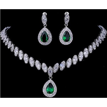 Emmaya Simulated Bridal Jewelry Sets Silver Color Necklace Sets 4 Colors Wedding Jewelry Parure Bijoux Femme