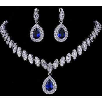 Emmaya Simulated Bridal Jewelry Sets Silver Color Necklace Sets 4 Colors Wedding Jewelry Parure Bijoux Femme