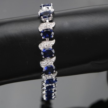 Blue Zircon Bridal Silver 925 Jewelry Sets Women Pendantamp;Necklace Ring Earrings With Natural Stones Bracelets Jewelery Gift Box