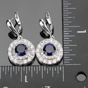 Blue Zircon Bridal Silver 925 Jewelry Sets Women Pendantamp;Necklace Ring Earrings With Natural Stones Bracelets Jewelery Gift Box