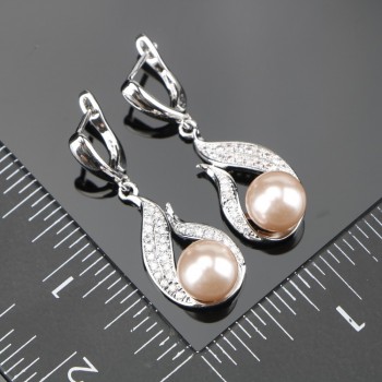Natural Pearl Silver 925 Bridal Jewelry Sets Women Jewellery With Zircon Pearls Set of Earrings Pendant Necklaces Ring Gift Box