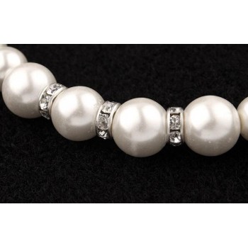 Fashion Classic Imitation Pearl Silver Plated Clear Crystal Top Elegant Party Gift Fashion Costume Pearl Jewelry Sets N85