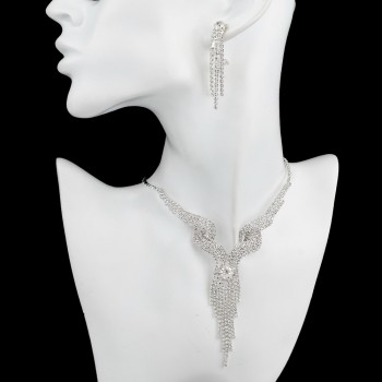 TOUCHEART Wedding Jewellery Set Crystal Bridal Jewelry Sets For Women Long Tassel Statement Necklace/Earrings Set SET150011