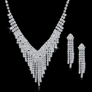 TOUCHEART Wedding Jewellery Set Crystal Bridal Jewelry Sets For Women Long Tassel Statement Necklace/Earrings Set SET150011