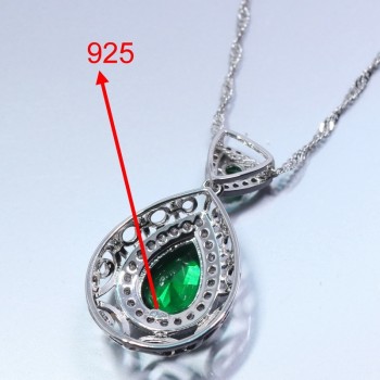 Water Drop 4PCS Jewelry Set 925 Sterling Silver Green Zircon Earrings Ring Necklace Pendant Bracelet For Women Gift Box Z119