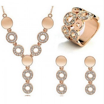 ZOSHI Hot Sale Fashion Women Jewelry Classy Sparking Crystal Necklace Wedding Gold/Silver Jewelry Set Woman Dress Accessories
