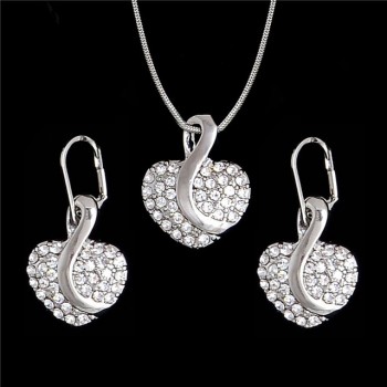 Hesiod 2 pcs/Set Gold Color Sweet Pink Round Circle Shape Pink Color Austrian Crystal Necklace Earring Jewelry Sets For Women