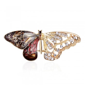 Alloy Purple Enamel Butterfly Bragonfly Bird Brooches Men And Womens Metal Rhinestone Insects Banquet Wedding Brooch Gifts