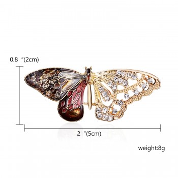 Alloy Purple Enamel Butterfly Bragonfly Bird Brooches Men And Womens Metal Rhinestone Insects Banquet Wedding Brooch Gifts