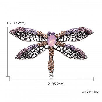 Alloy Purple Enamel Butterfly Bragonfly Bird Brooches Men And Womens Metal Rhinestone Insects Banquet Wedding Brooch Gifts