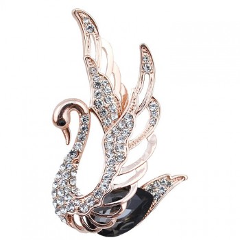 Young Tulip Crystal Swan Brooches For Women Elegant Noble Pins Rhinestone Dress Corsage Party Jewelry 3 Colors Choose 2018