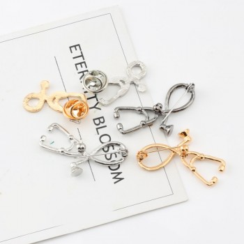 High Quality 2 Style Brooches Doctor Nurse Stethoscope Brooch Medical Jewelry Enamel Pin Denim Jackets Collar Badge Pins Button