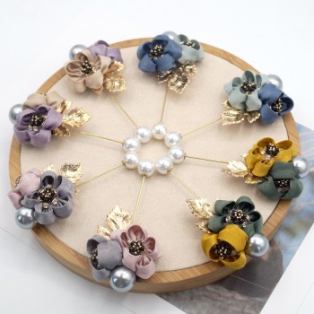 i-Remiel Ladies Cloth Art Pearl Fabric Flower Brooch Pin Cardigan Shirt Shawl Pin Professional Coat Badge Jewelry Accessories