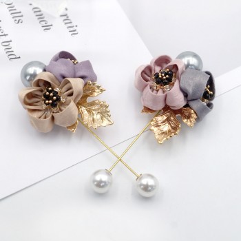 i-Remiel Ladies Cloth Art Pearl Fabric Flower Brooch Pin Cardigan Shirt Shawl Pin Professional Coat Badge Jewelry Accessories