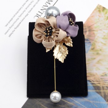i-Remiel Ladies Cloth Art Pearl Fabric Flower Brooch Pin Cardigan Shirt Shawl Pin Professional Coat Badge Jewelry Accessories