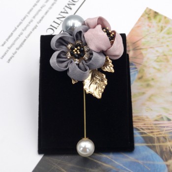 i-Remiel Ladies Cloth Art Pearl Fabric Flower Brooch Pin Cardigan Shirt Shawl Pin Professional Coat Badge Jewelry Accessories