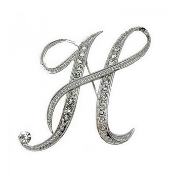 Hot Sale Rhinestone 26 Letters Women Girls Sweater Scarf Suit Charming Female Brooch Pin Fashion Jewelry Banquet Accessories A-S