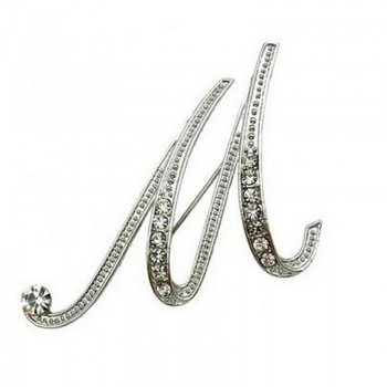 Hot Sale Rhinestone 26 Letters Women Girls Sweater Scarf Suit Charming Female Brooch Pin Fashion Jewelry Banquet Accessories A-S