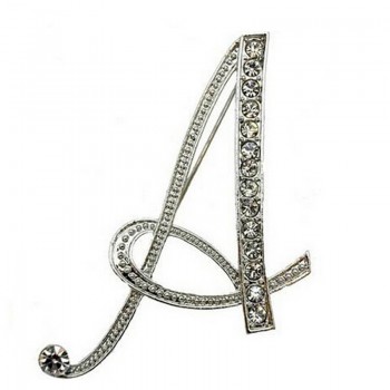 Hot Sale Rhinestone 26 Letters Women Girls Sweater Scarf Suit Charming Female Brooch Pin Fashion Jewelry Banquet Accessories A-S