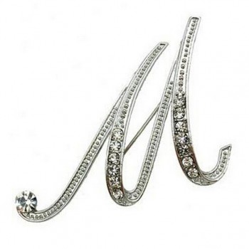 Hot Sale Rhinestone 26 Letters Women Girls Sweater Scarf Suit Charming Female Brooch Pin Fashion Jewelry Banquet Accessories A-S