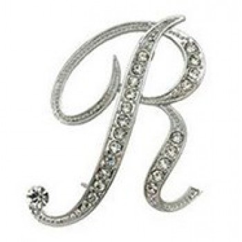 Hot Sale Rhinestone 26 Letters Women Girls Sweater Scarf Suit Charming Female Brooch Pin Fashion Jewelry Banquet Accessories A-S
