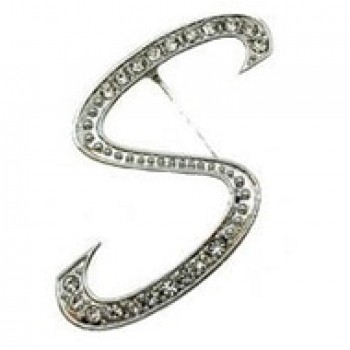 Hot Sale Rhinestone 26 Letters Women Girls Sweater Scarf Suit Charming Female Brooch Pin Fashion Jewelry Banquet Accessories A-S