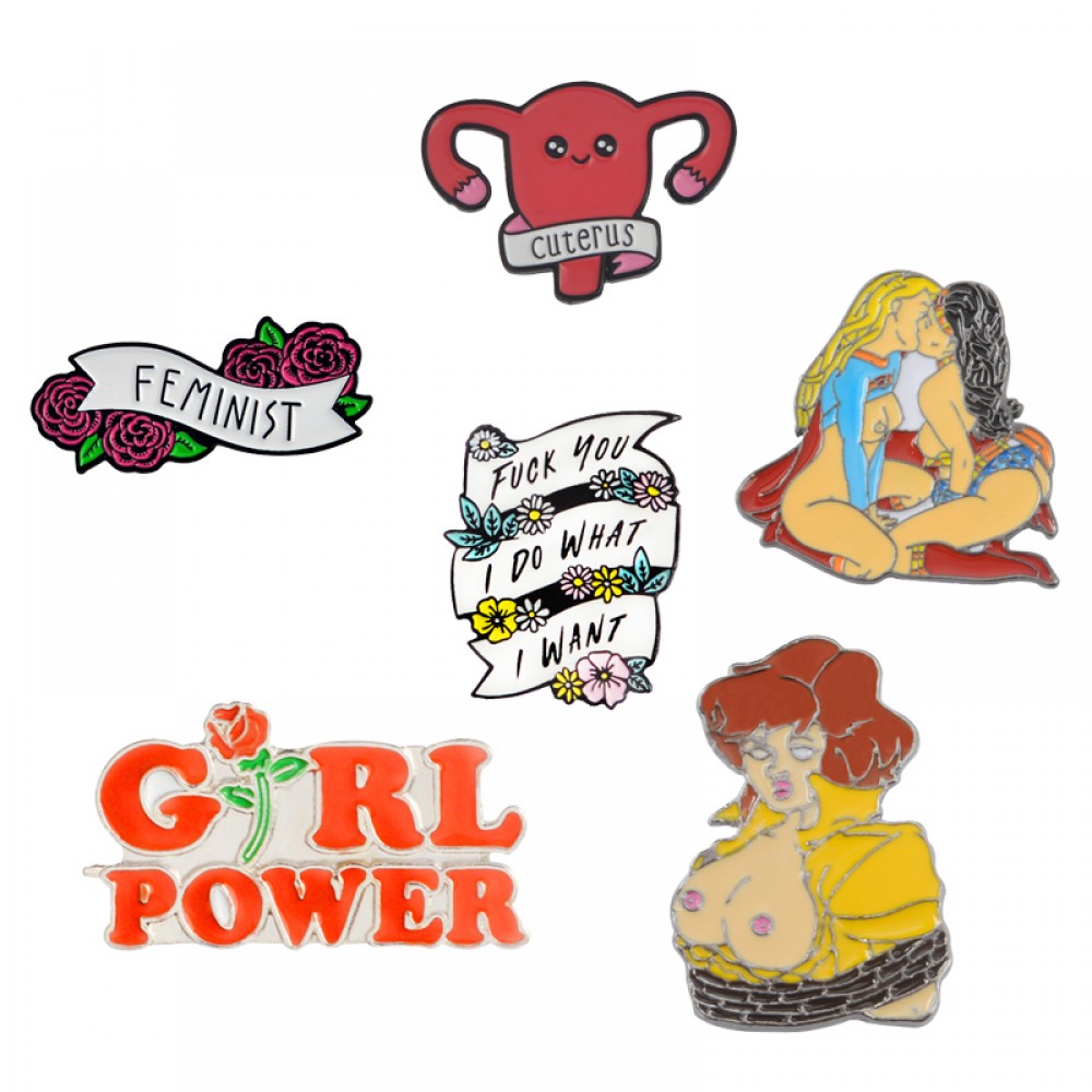 Feminism Liberalism Hurray ! Womens Feminist Motivational Female Red Rose Girl Power Uterus I Do What I Want Enamel Brooch Pin