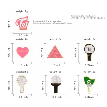 Kpop Fandom Metal Badge Pin Bangtan Army Blackpink EXO GOT7 SEVENTEEN TWICE WANNA ONE Lightstick and Logo Design Pin back