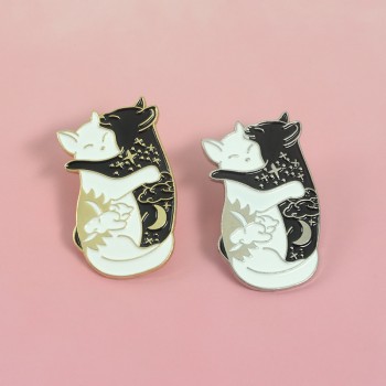 QIHE JEWELRY Yin Yang Pins Collection ~ Yin-Yang Cat And Yin-Yang Fish Brooches Badges Enamel pins Japanese Fish Jewelry