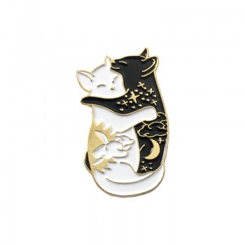 QIHE JEWELRY Yin Yang Pins Collection ~ Yin-Yang Cat And Yin-Yang Fish Brooches Badges Enamel pins Japanese Fish Jewelry