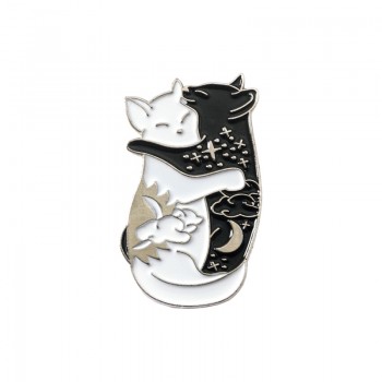 QIHE JEWELRY Yin Yang Pins Collection ~ Yin-Yang Cat And Yin-Yang Fish Brooches Badges Enamel pins Japanese Fish Jewelry