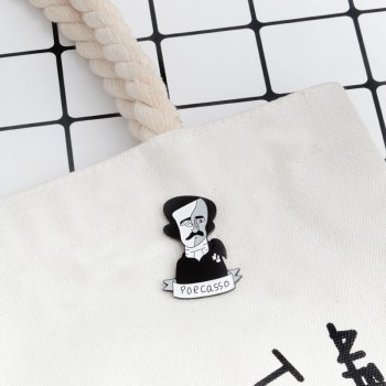 Brooch and Pin Waffles Flying Spaghetti Monster Edgar Allan Poe Keyboard Shooting gesture Text message Enamel Pins Badges