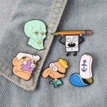 BOB BOB ! Popular Famous Bob Squidward Hat Cartoon Mermaid Man And Barnacle Boy Soft Enamel Brooches Pins For Close Friends