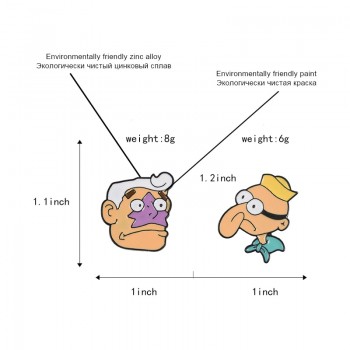 BOB BOB ! Popular Famous Bob Squidward Hat Cartoon Mermaid Man And Barnacle Boy Soft Enamel Brooches Pins For Close Friends