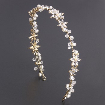 Shinny Crystal Bridal Wedding Head Piece Bride Headwear Headband Hair Band 100% Handmade Flower Women Party Jewelry Accessories