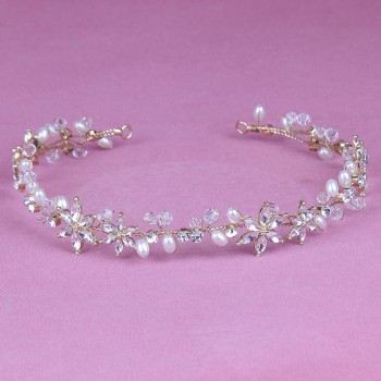 Shinny Crystal Bridal Wedding Head Piece Bride Headwear Headband Hair Band 100% Handmade Flower Women Party Jewelry Accessories