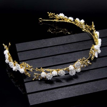 Shinny Crystal Bridal Wedding Head Piece Bride Headwear Headband Hair Band 100% Handmade Flower Women Party Jewelry Accessories