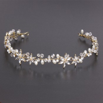 Shinny Crystal Bridal Wedding Head Piece Bride Headwear Headband Hair Band 100% Handmade Flower Women Party Jewelry Accessories