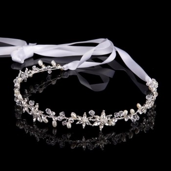 Shinny Crystal Bridal Wedding Head Piece Bride Headwear Headband Hair Band 100% Handmade Flower Women Party Jewelry Accessories