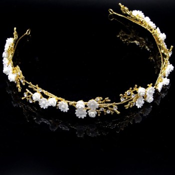 Shinny Crystal Bridal Wedding Head Piece Bride Headwear Headband Hair Band 100% Handmade Flower Women Party Jewelry Accessories