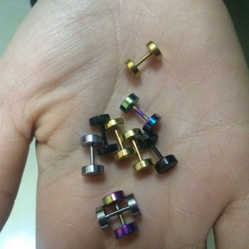 2Pcs Gold Black Stainless Steel Cheater Faux Fake Ear Plugs Flesh Tunnel Gauges Tapers Stretcher Earring 6-14mm